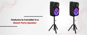 Battery powered PA system by 5 Core, perfect portable speaker for events and beach gatherings with wireless mic input. 